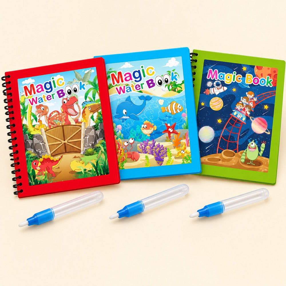A set of 3 Magic Water Books, each with its own water pen