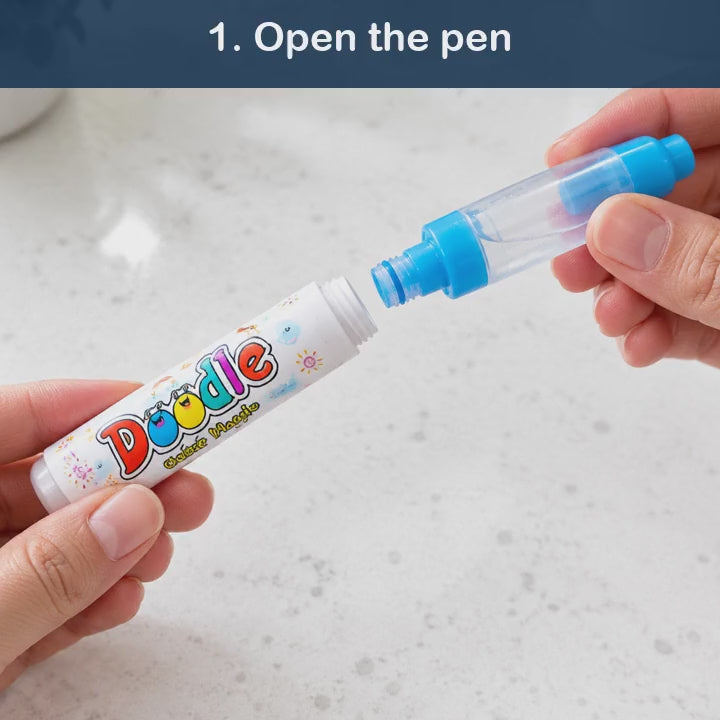 How it works: open the pen, fill it with water, close it, then colour and watch the picture appear