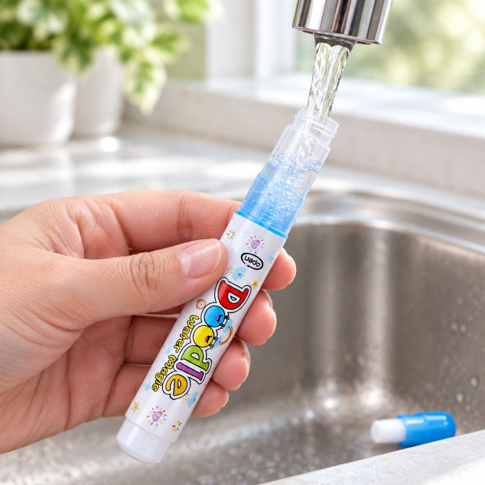 Filling the water pen at the tap