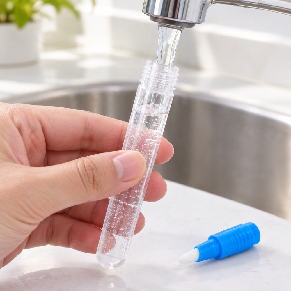 Filling the water pen at the tap